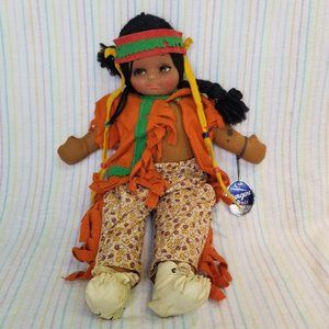1940s Georgene Novelties Native American Soft Doll Minnehaha 5091 Vintage w/ Tag